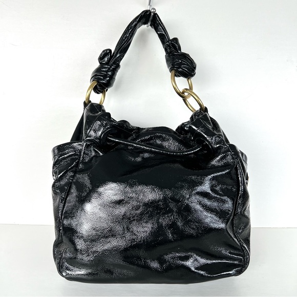 COACH LTE Restor Black Patent Leather Front Drawstring Large Shoulder Bag 13256 - Picture 5 of 16